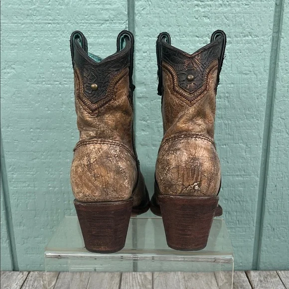 Corral Distressed Brown and Black Ankle Boots - Picture 6 of 15